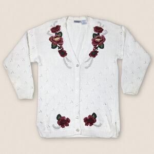 Vintage Floral Grandma Cardigan Oversized Sweater Capacity Size Small